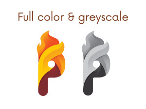 POW Arts & Design full color and greyscale logo