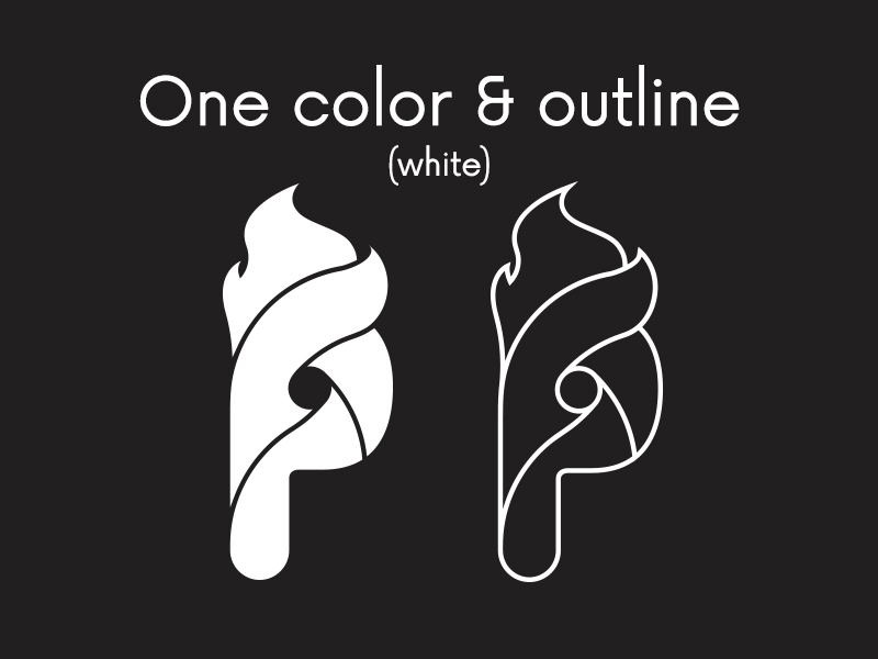 POW Arts & Design one color and outline logo (white)